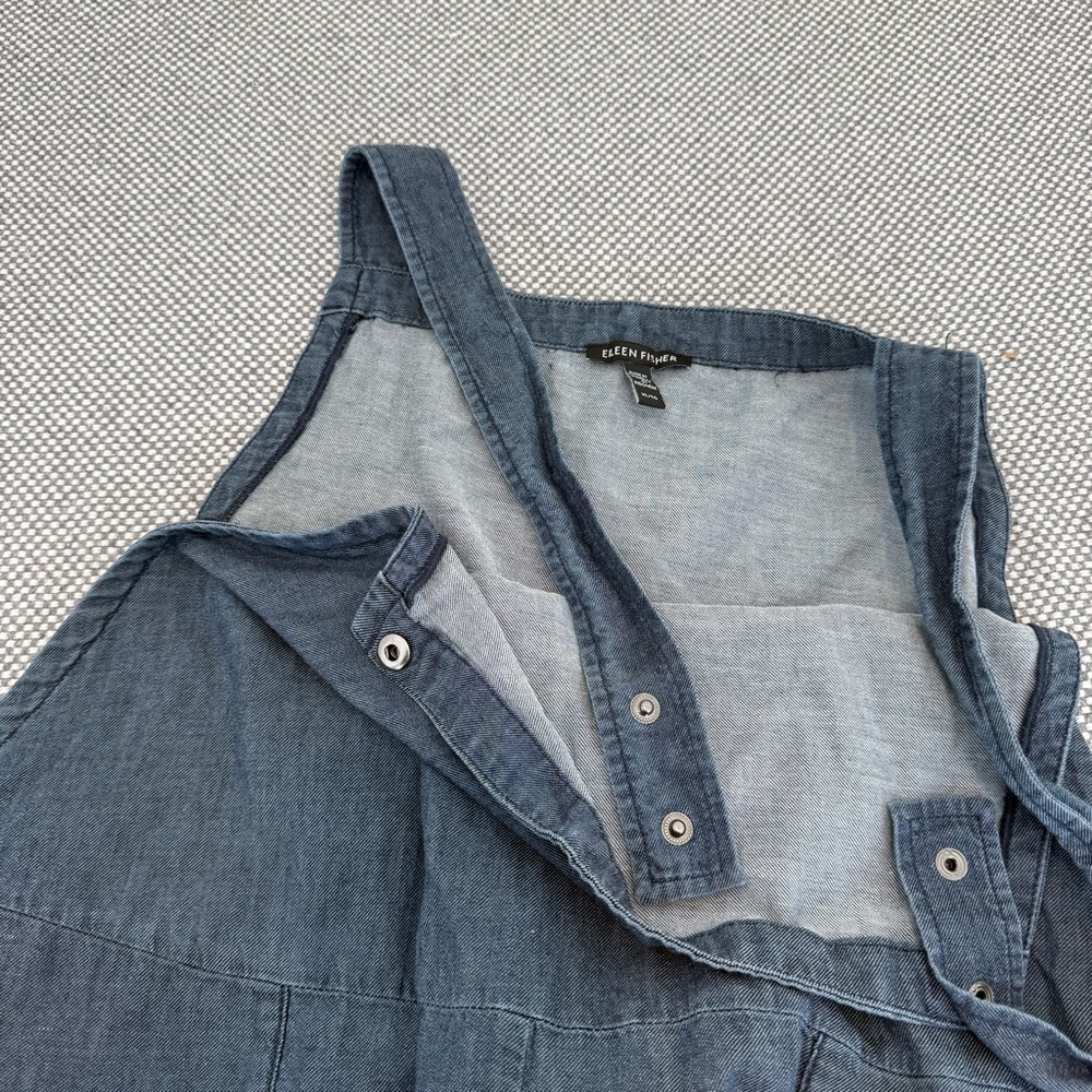 Eileen Fisher Airy Organic Cotton Twill Overalls Denim size XL - Picture 9 of 15